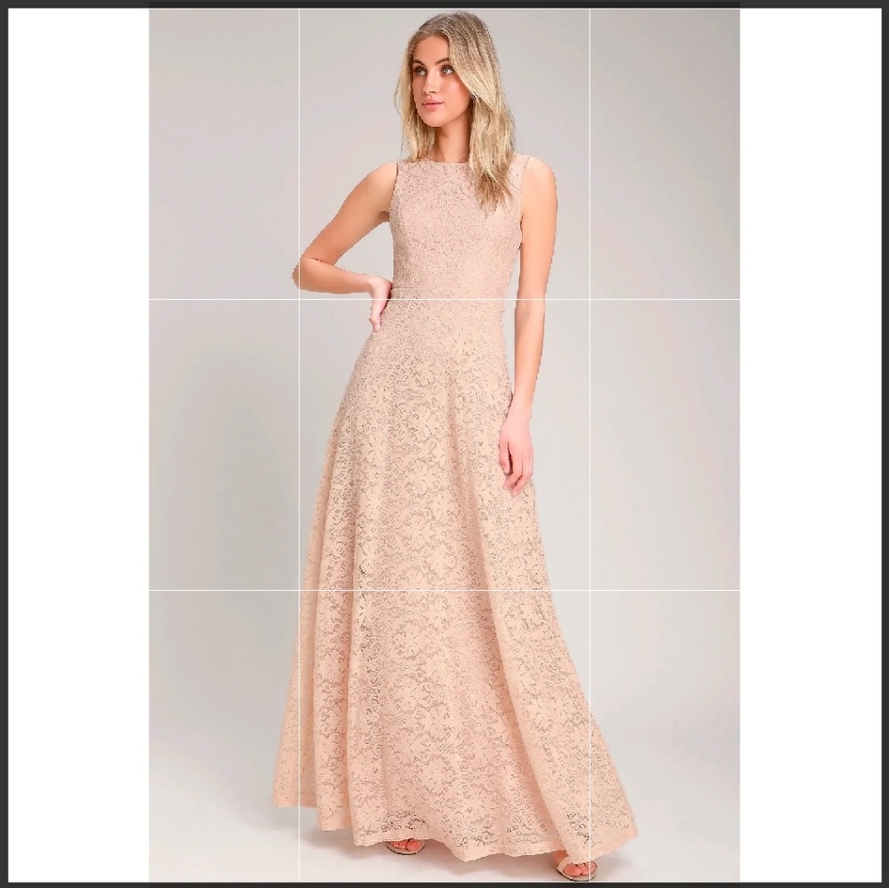 Lulus blush lace scoop back maxi dress